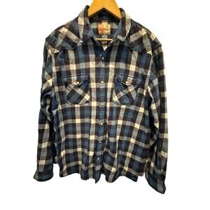 Ruff Hewn Men’s Plaid Flannel Shirt | Size Large | 100% Cotton Heritage Grunge